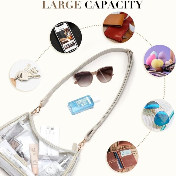 Clear Crossbody Bag PVC for Women Stadium Approved Concert Sport Events - Picture 4 of 6